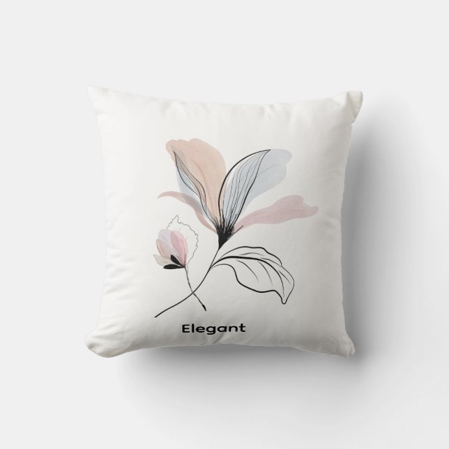  Watercolour, Customisable Floral Throw Pillow  (Front)
