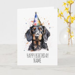 Watercolour Dachshund Birthday Card