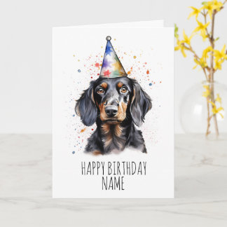 Watercolour Dachshund Birthday Card