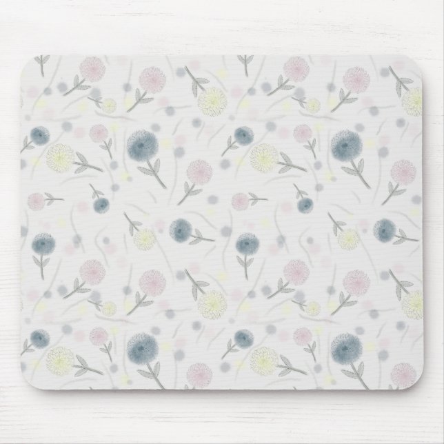 Watercolour Dahlia's  Mouse Mat (Front)