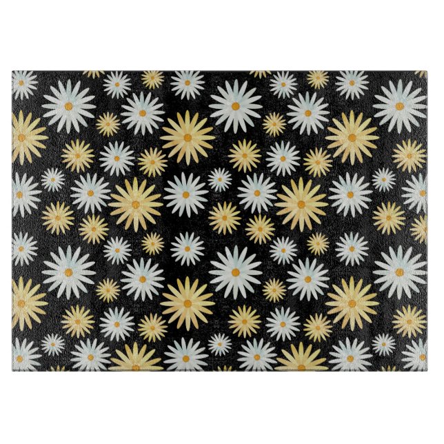 Watercolour Daisy Pattern for Kitchen Cutting Board (Front)