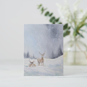 Watercolour Deer Christmas Postcard – Festive 