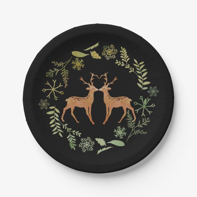 Watercolour Deer Paper Plates (Front)