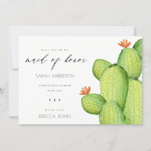 WATERCOLOUR DESERT CACTUS FLOWER MAID OF HONOUR INVITATION