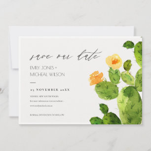 WATERCOLOUR DESERT CACTUS FLOWER  SAVE THE DATE