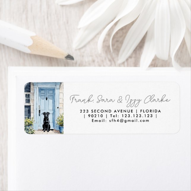 watercolour dog pet front door elegant wedding (Insitu)