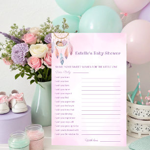 Watercolour Dreamcatcher Baby Shower wishes Poster