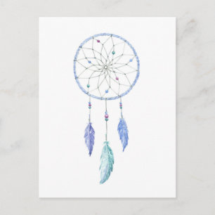Watercolour Dreamcatcher with 3 Feathers Postcard
