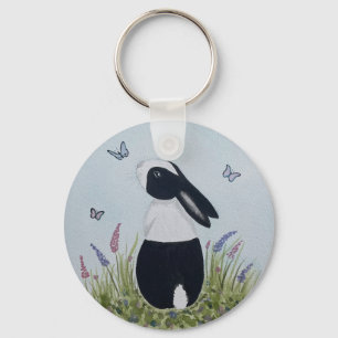 Watercolour Dutch Bunny Rabbit Key Ring