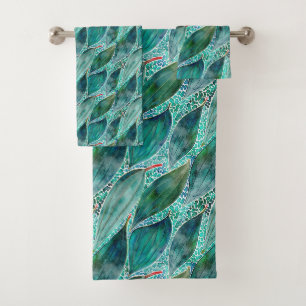 Watercolour Eucalyptus Blue River Leaves Bath Towel Set