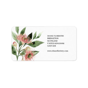 Watercolour Exotic Flower & Green Leaf Label