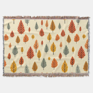 Watercolour Fall Leaves seamless Pattern Throw Blanket