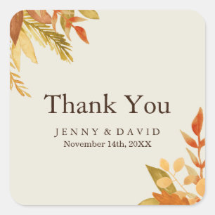 Watercolour Fall Thank You Stickers