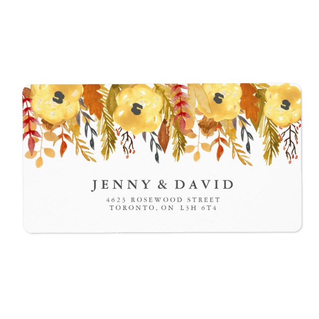 Watercolour Fall Wedding Address Labels (Front)