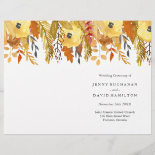 Watercolour Fall Wedding Programs