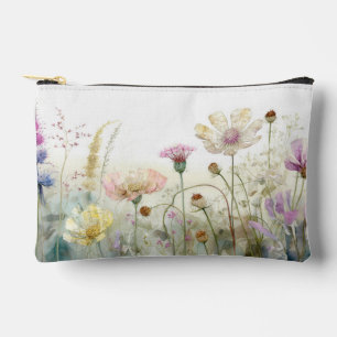 Watercolour field of wild flowers accessory pouch