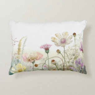 Watercolour field of wild flowers Decorative Cushion
