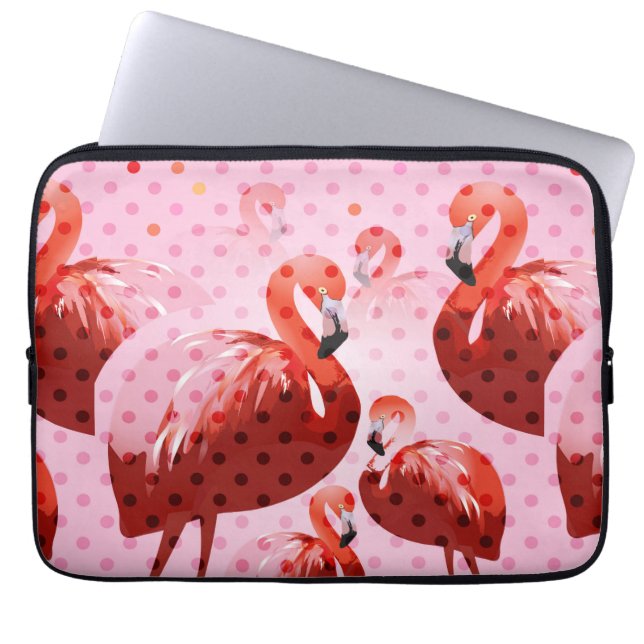 Watercolour Flamingo Pattern Laptop Sleeve (Front)