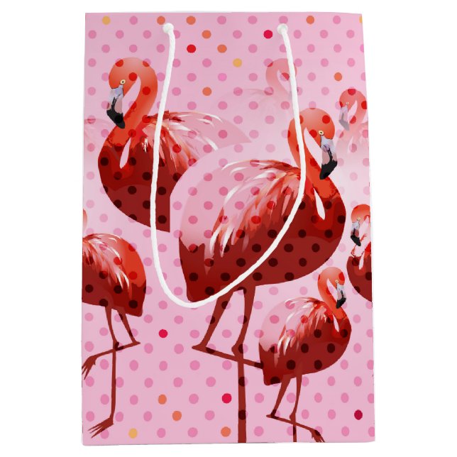Watercolour Flamingo Pattern Medium Gift Bag (Front)