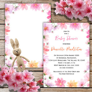 Watercolour Floral Baby Shower Invitation