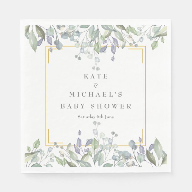 Watercolour Floral Baby Shower/Sprinkle/Couples Napkin (Front)