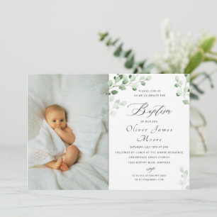 Watercolour Floral Baptism Invitation
