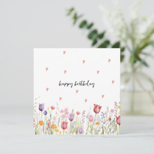 Watercolour Floral Birthday Day Card