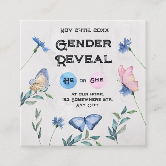 Watercolour Floral Butterfly Enclosure Card (Front)