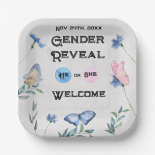 Watercolour Floral Butterfly Enclosure Card Paper Plate