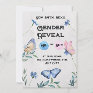 Watercolour Floral Butterfly Invitation