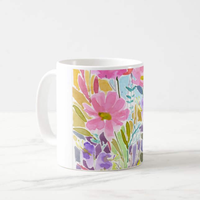 Watercolour Floral Coffee Mug (Front Left)
