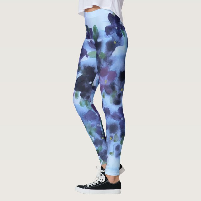 Watercolour Floral Design Leggings (Left)