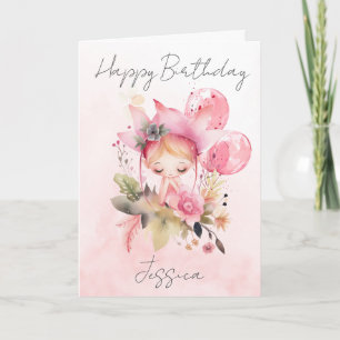 Watercolour Floral Fairy Birthday Card