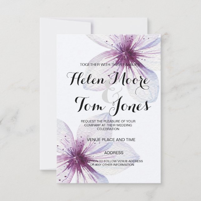 watercolour floral  Invitation (Front)