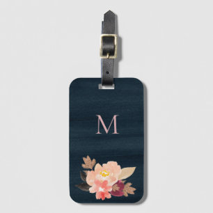 Watercolour floral luggage tag