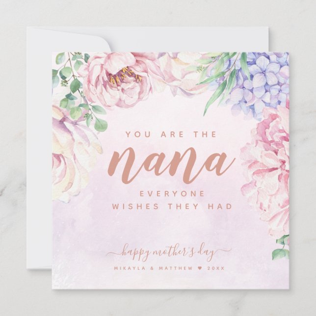 Watercolour Floral Mother's Day For Nana Card (Front)