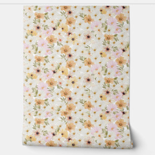 Watercolour Floral Print Textured Wallpaper