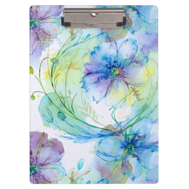 Watercolour floral swirl clipboard (Front)