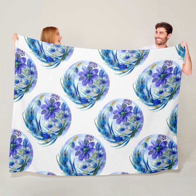 Watercolour floral swirl fleece blanket (In Situ)