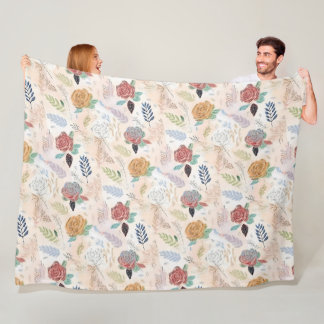 Watercolour floral swirl fleece blanket