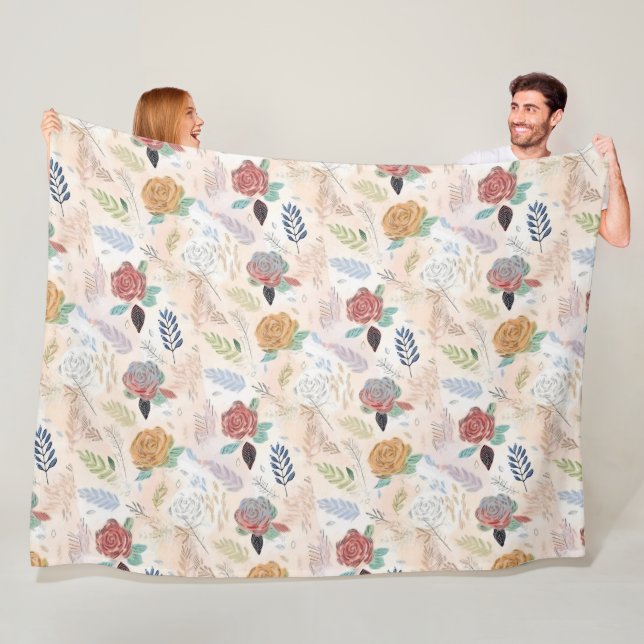 Watercolour floral swirl fleece blanket (In Situ)