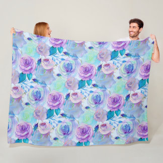 Watercolour floral swirl fleece blanket