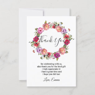 watercolour floral, thank you card