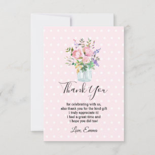 watercolour floral, thank you card