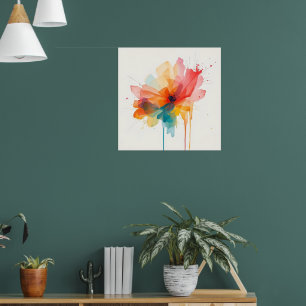 Watercolour Flower Art Poster Vibrant Abstract F