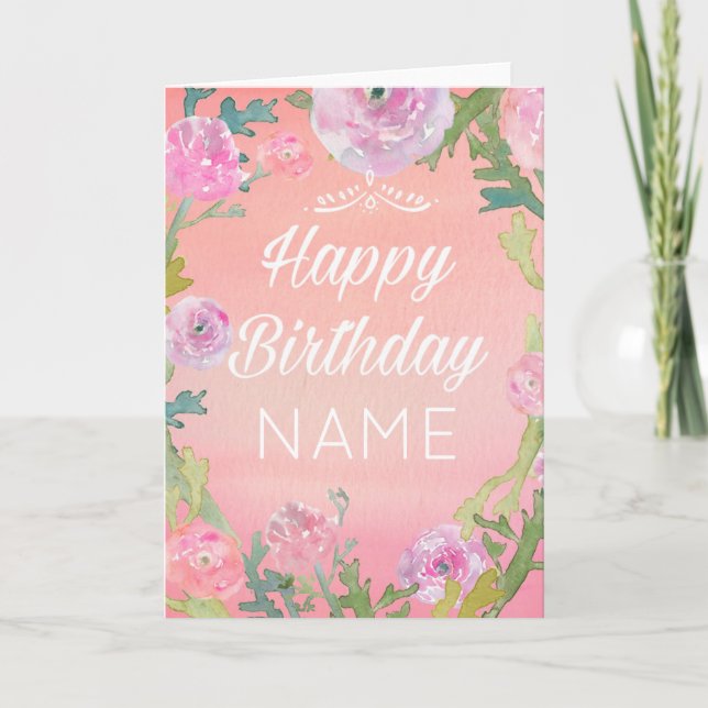 Watercolour Flower Birthday Card (Front)