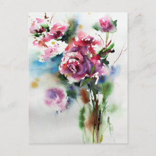 Watercolour Flower Blossom Painting Postcard
