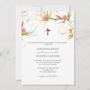 Watercolour Flower Catholic Wedding Invitations