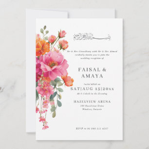Watercolour Flower Islamic Wedding Invitation