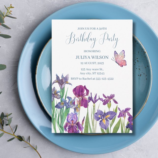 Watercolour flowers Birthday Party  Invitation (Creator Uploaded)
